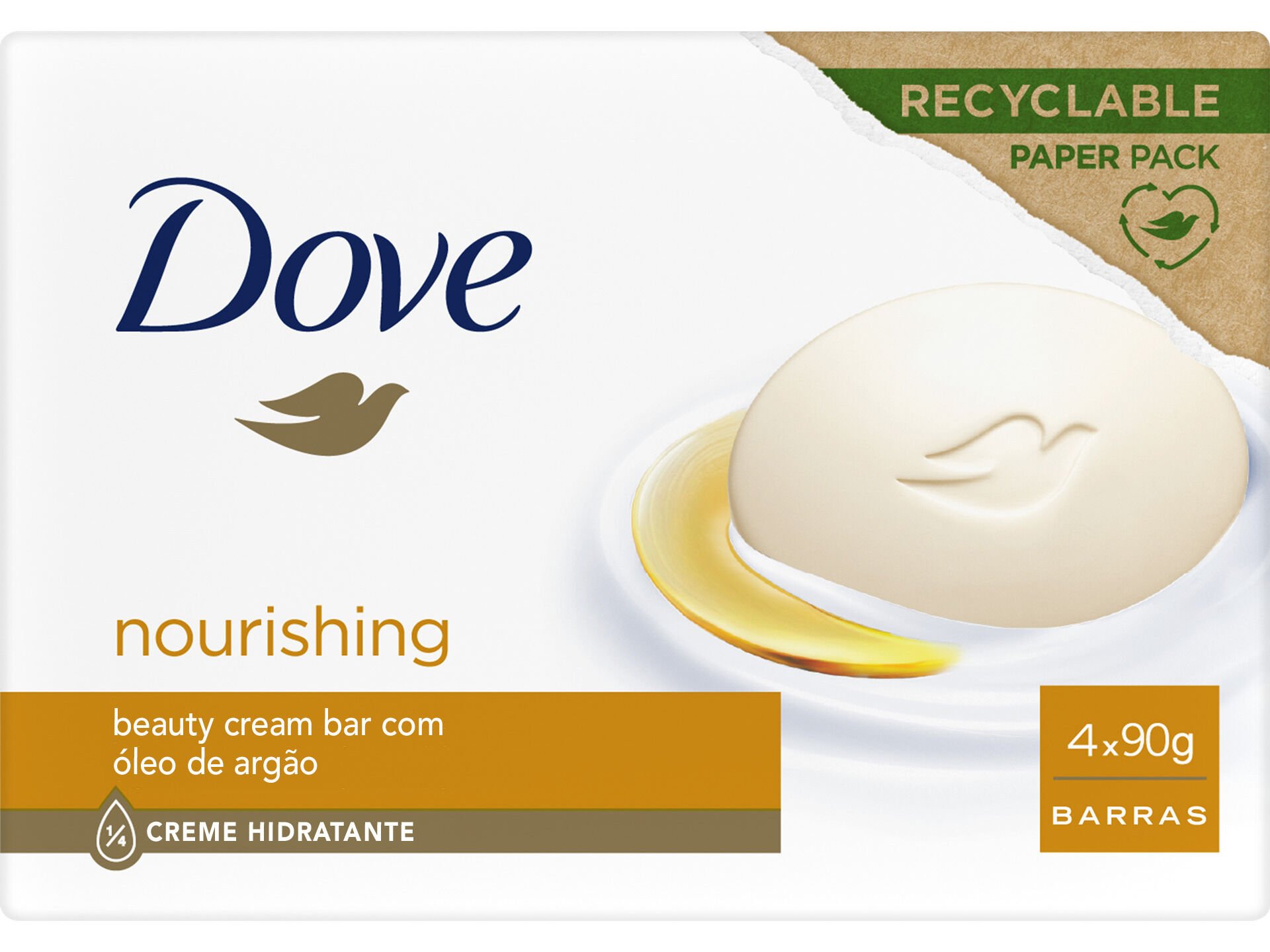 SABONETE S&Oacute;LIDO DOVE ARGAN OIL 4X90GR