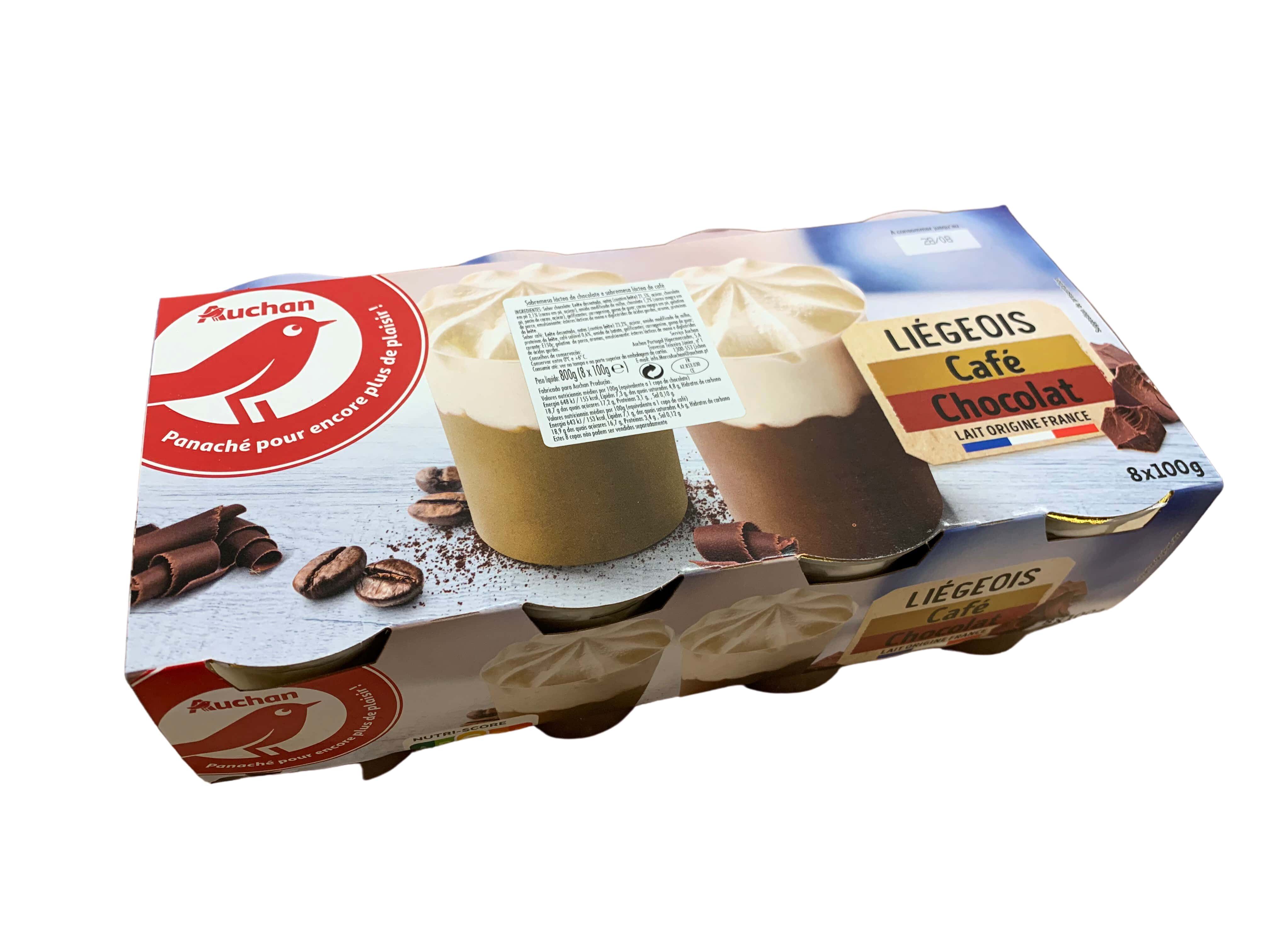SOBREMESA AUCHAN LI&Eacute;GEOIS CHOCOLATE E CAF&Eacute; 8X100G image number 0