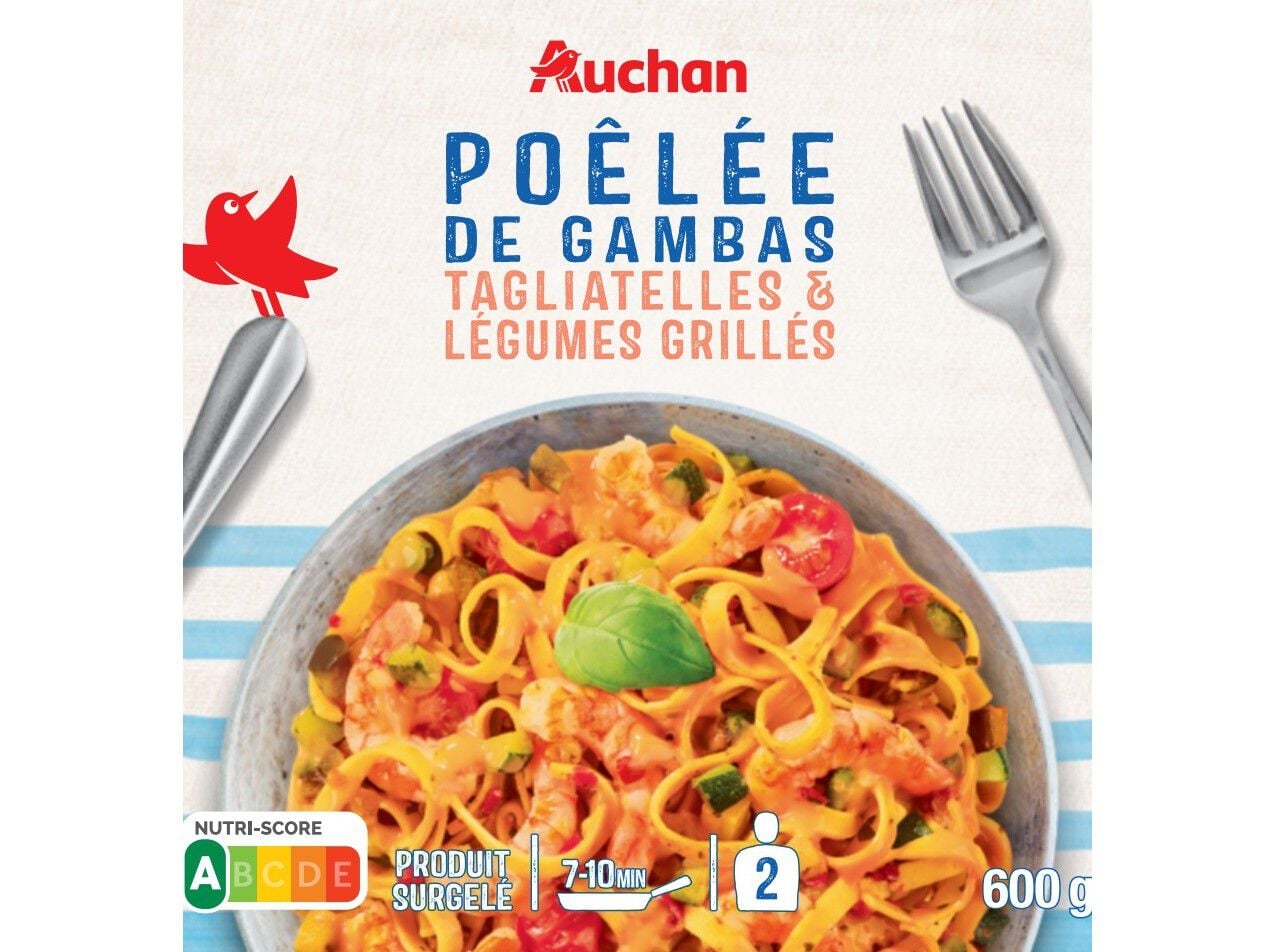 SALTEADO DE GAMBAS AUCHAN TAGLIATELLES E LEGUMES 600G