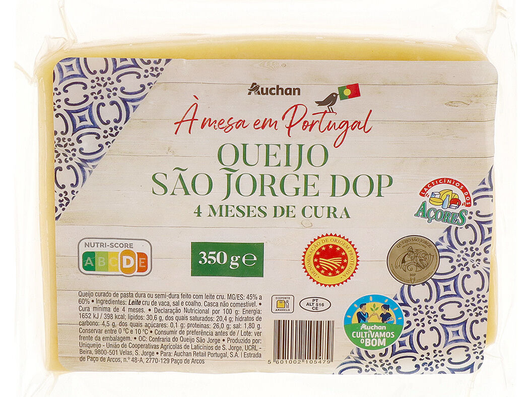 QUEIJO S&Atilde;O JORGE DOP AUCHAN &Agrave; MESA EM PORTUGAL CULTIVAMOS O BOM CURA 4 MESES 350G image number 0