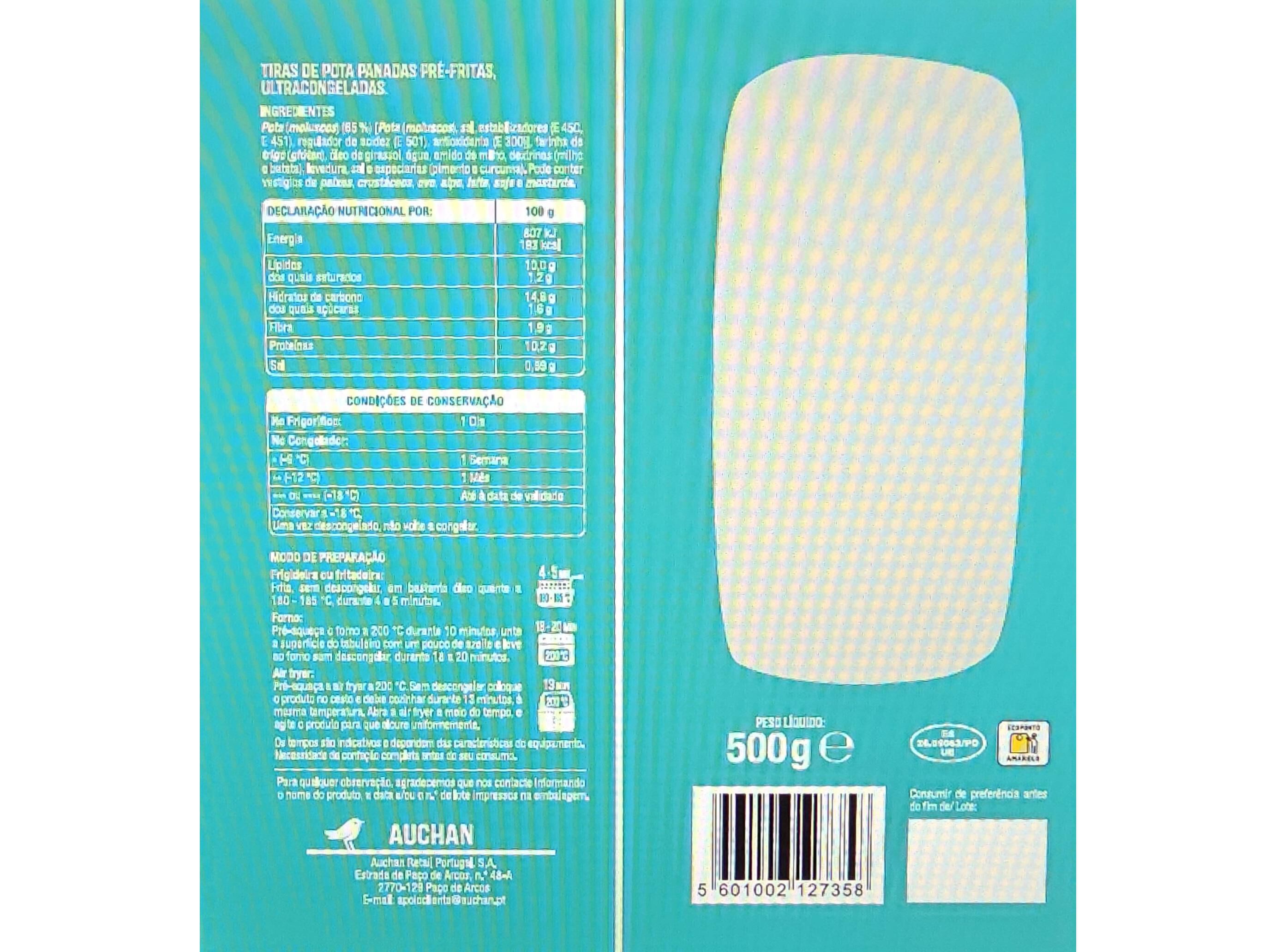 TIRAS DE POTA AUCHAN PANADAS 500G image number 1