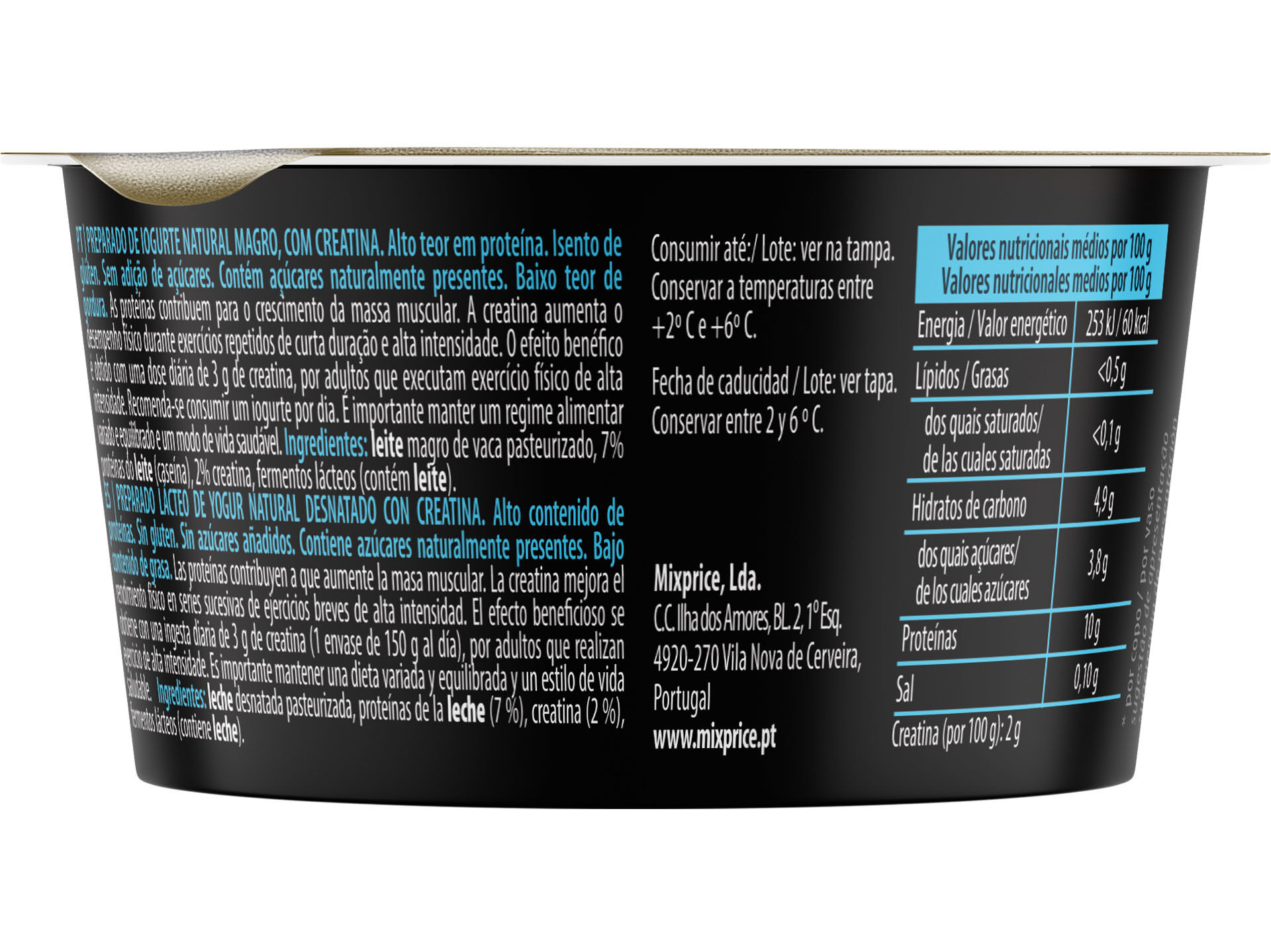 IOGURTE PROTE&Iacute;NA PREMYER NATURAL COM CREATINA 150G image number 1