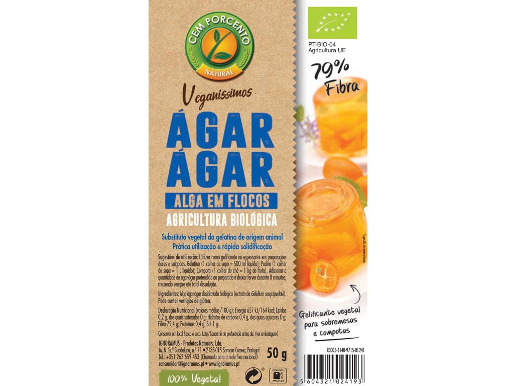 GELEIFICANTE CEM PORCENTO AGAR AGAR BIO EM FLOCOS 50G image number 1