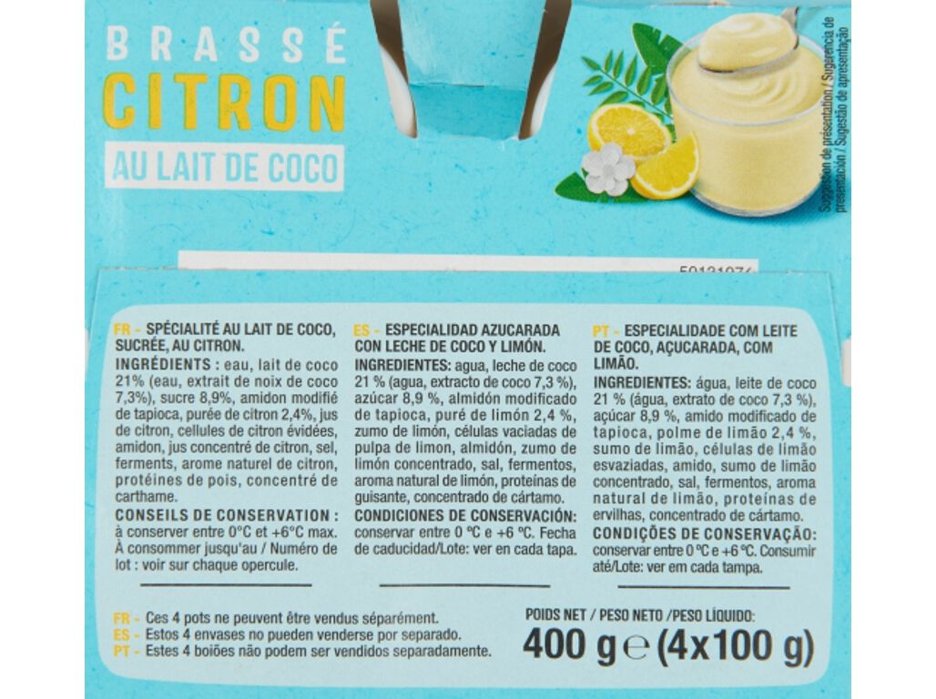 COCOGURTE AUCHAN LIM&Atilde;O 4X100G image number 1