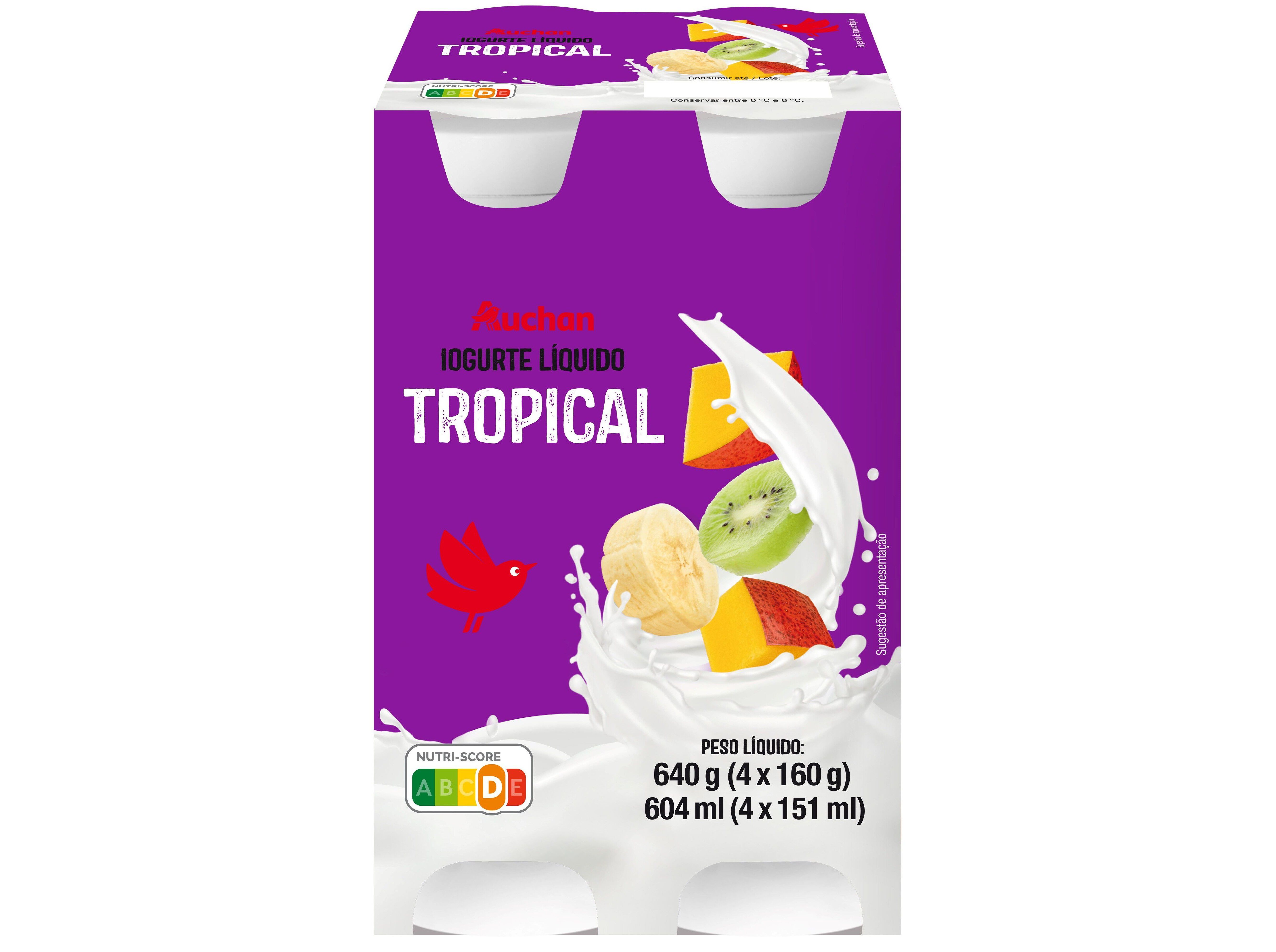 IOGURTE L&Iacute;QUIDO AUCHAN TROPICAL 4X160G