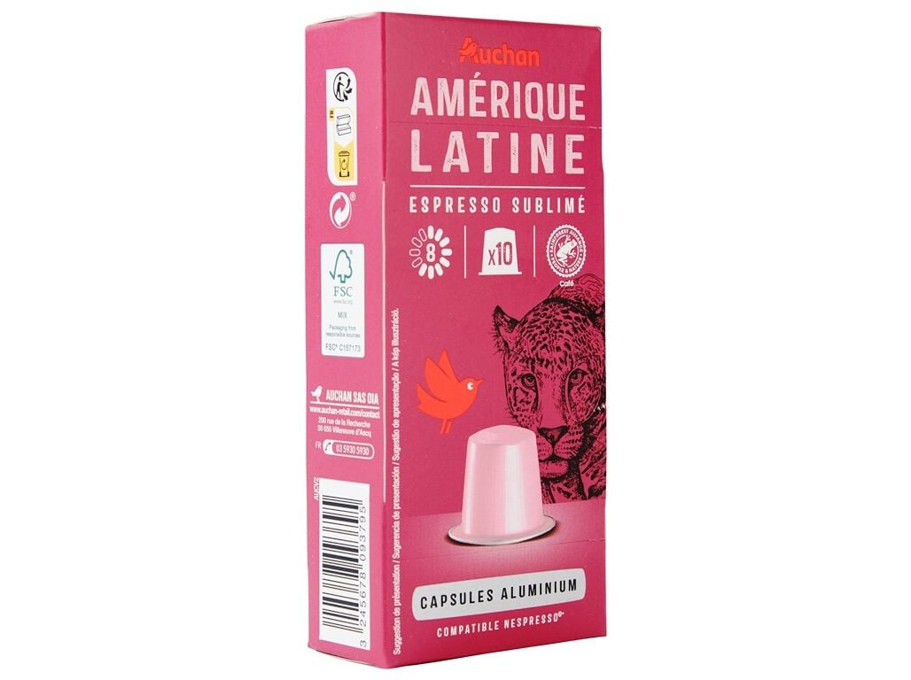 C&Aacute;PSULAS AUCHAN CAF&Eacute; COMPAT&Iacute;VEIS COM M&Aacute;QUINAS DE CAF&Eacute; NESPRESSO ALUMINIO AM&Eacute;RICA LATINA 10UN