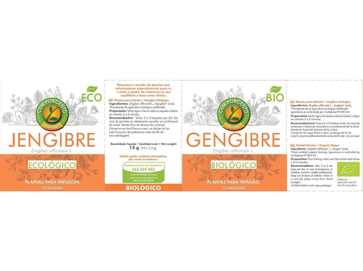 CH&Aacute; INFUS&Atilde;O CEM PORCENTO GENGIBRE BIO 13G image number 1