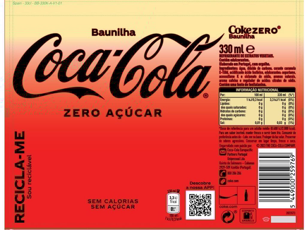 REFRIGERANTE C/ G&Aacute;S COCA-COLA ZERO BAUNILHA LATA 0.33L image number 2