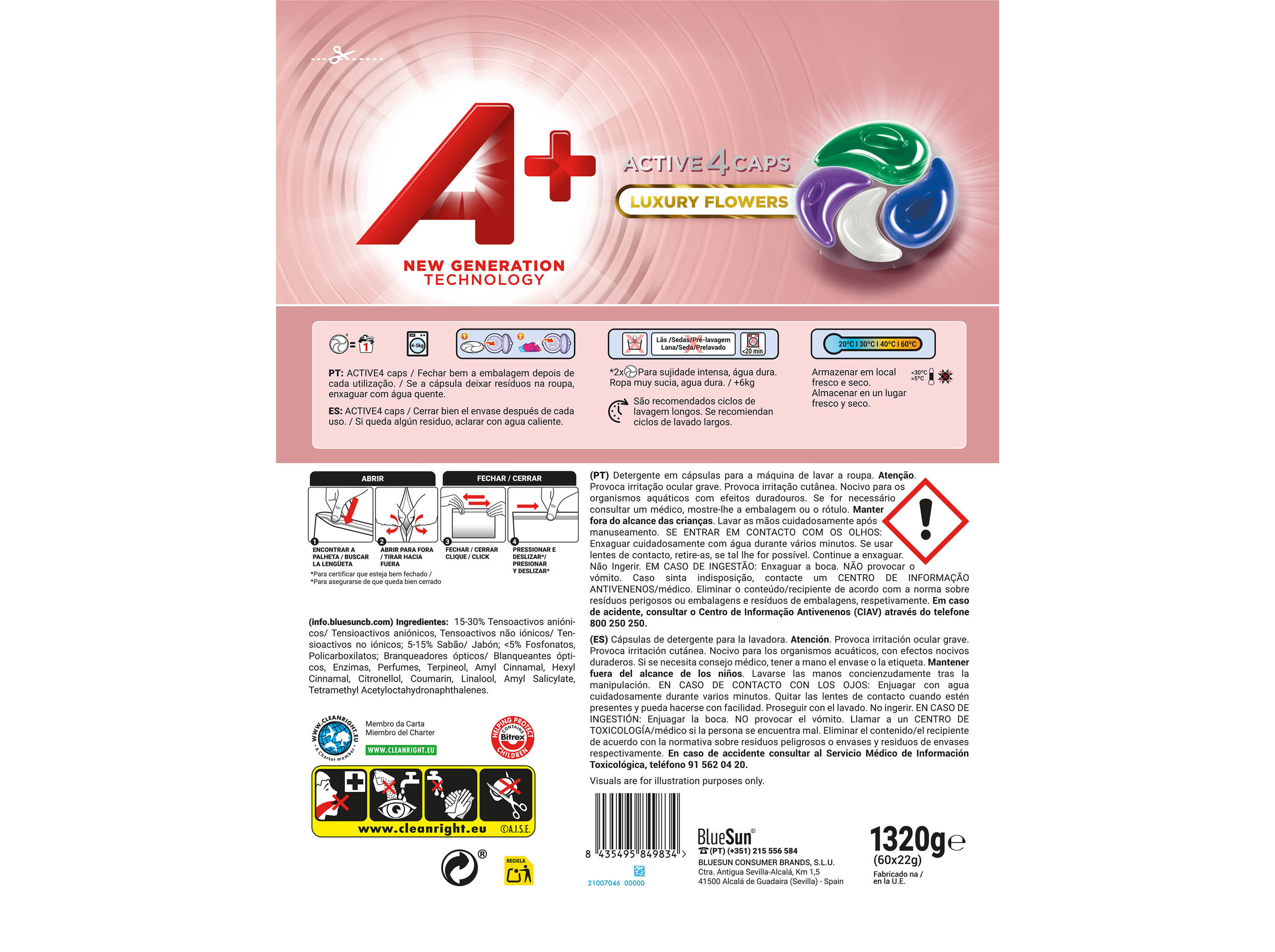 DETERGENTE ROUPA MAQUINA CAPSULAS A+ LUXURY FLOWERS 60 DOSES image number 2