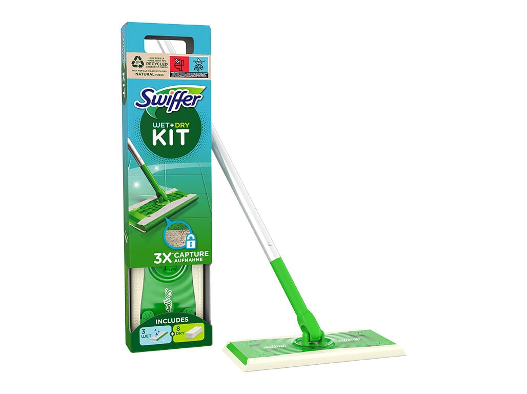 MOPA KIT DUPLO SWIFFER 8 PANOS + 3 HUMIDOS