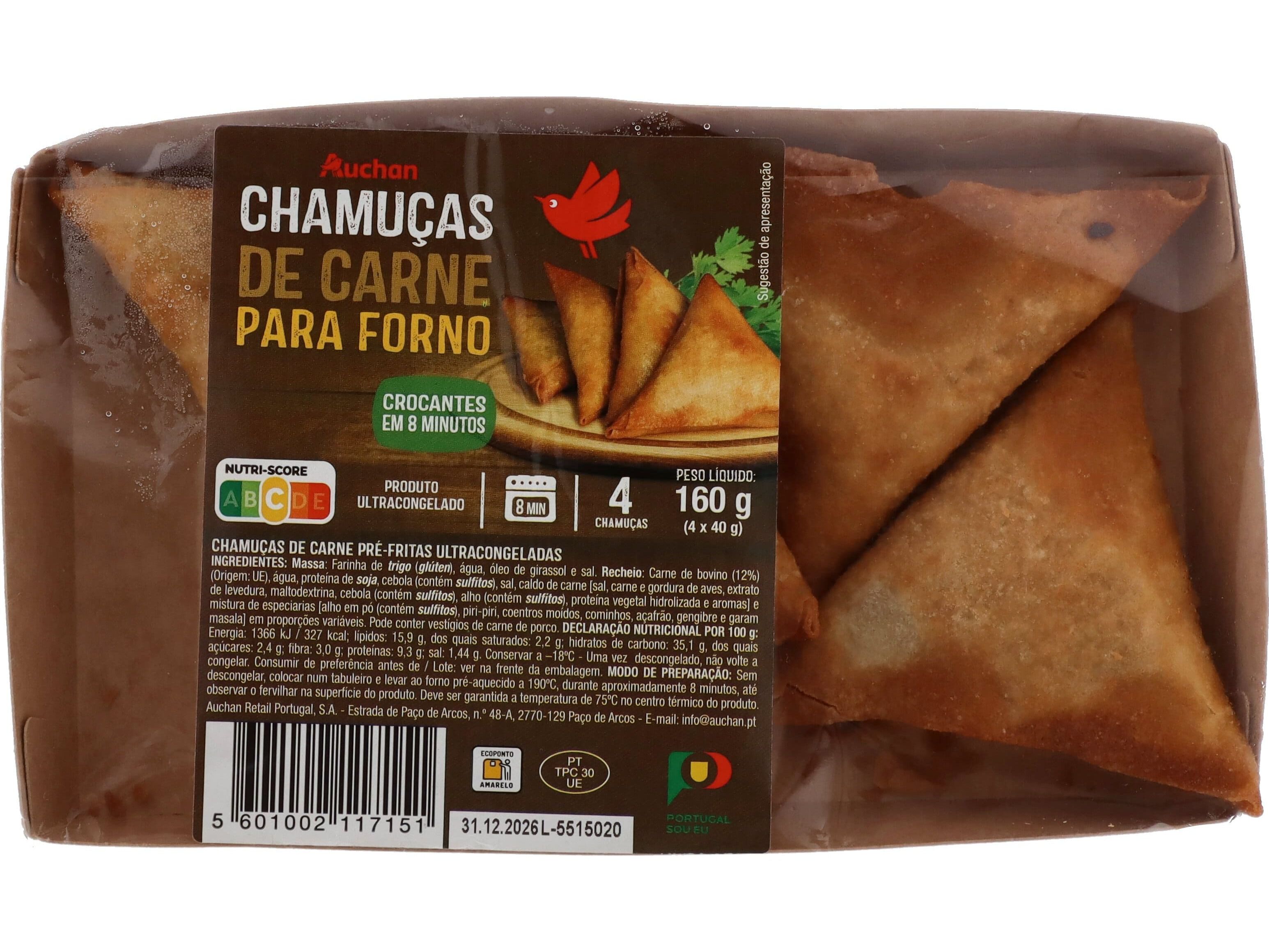 CHAMU&Ccedil;AS DE CARNE AUCHAN PARA FORNO ULTRACONGELADAS 4UN 160G