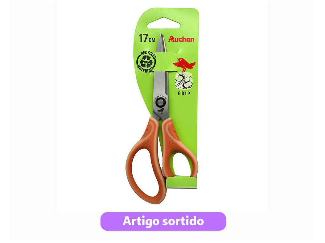 TESOURA BI-MATERIAL AUCHAN 17CM CORES SORTIDAS