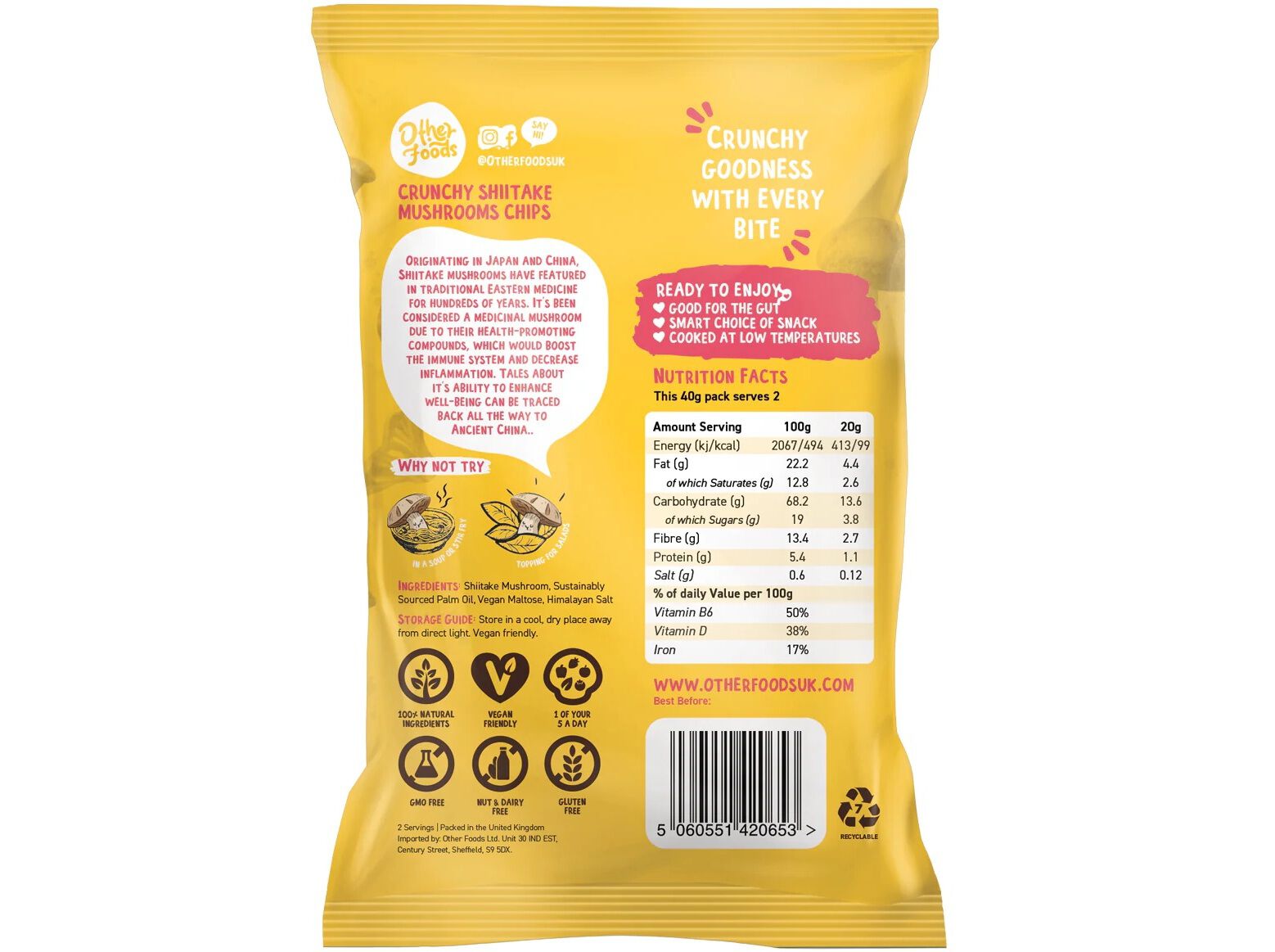 SNACK OTHER FOODS COGUMELOS SHITAKE CROCANTES 40G image number 1