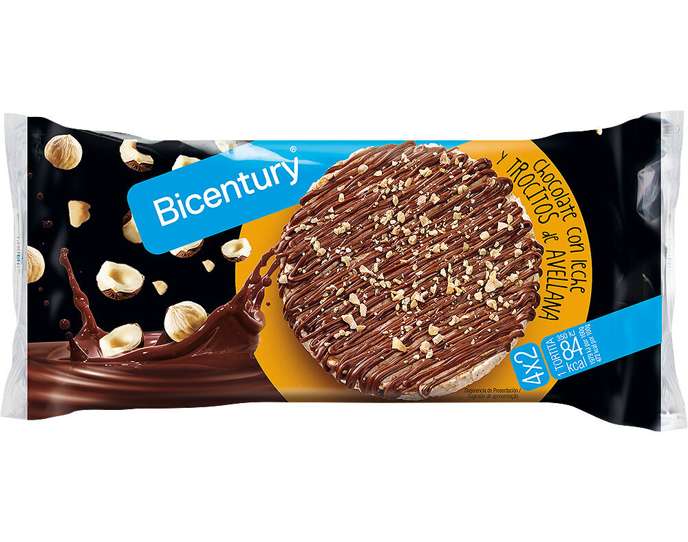 TORTITAS BICENTURY ARROZ CHOCOLATE LEITE AVEL&Atilde; 141.6G