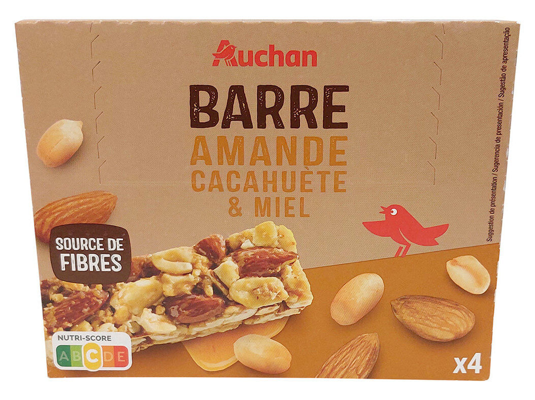 BARRAS CEREAIS AUCHAN AM&Ecirc;NDOAS E MEL 4 UN 120G