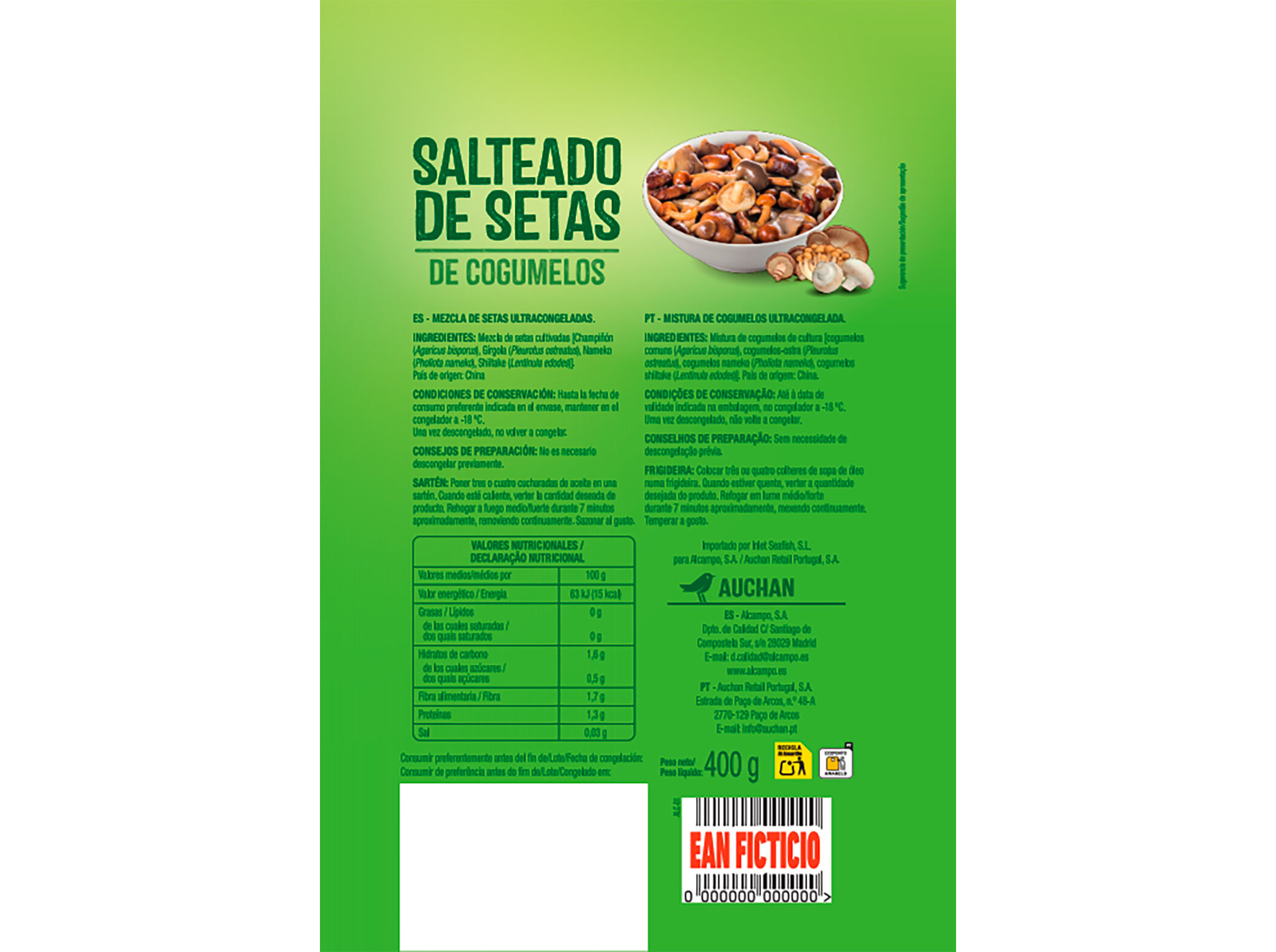 SALTEADO AUCHAN COGUMELOS 400G image number 1