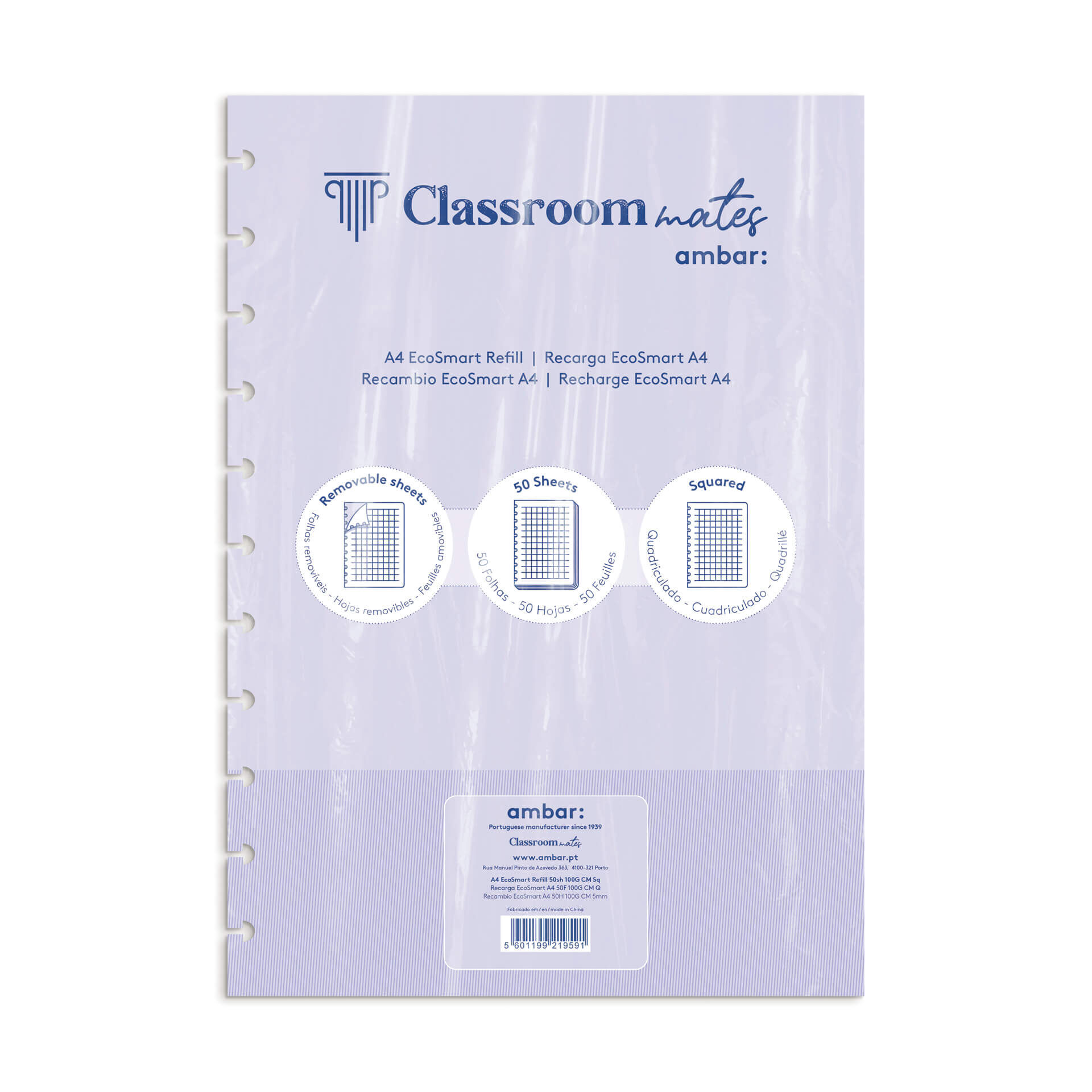 RECARGA CADERNO ECOSMART AMBAR QUADRICULADA A4 50 FOLHAS