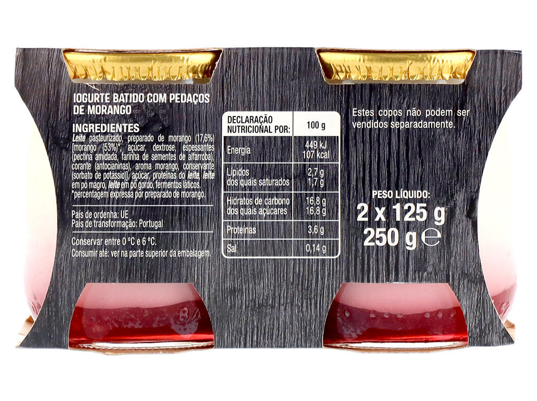IOGURTE CREMOSO VIDRO AUCHAN COM PEDA&Ccedil;OS MORANGO 2X125G image number 1