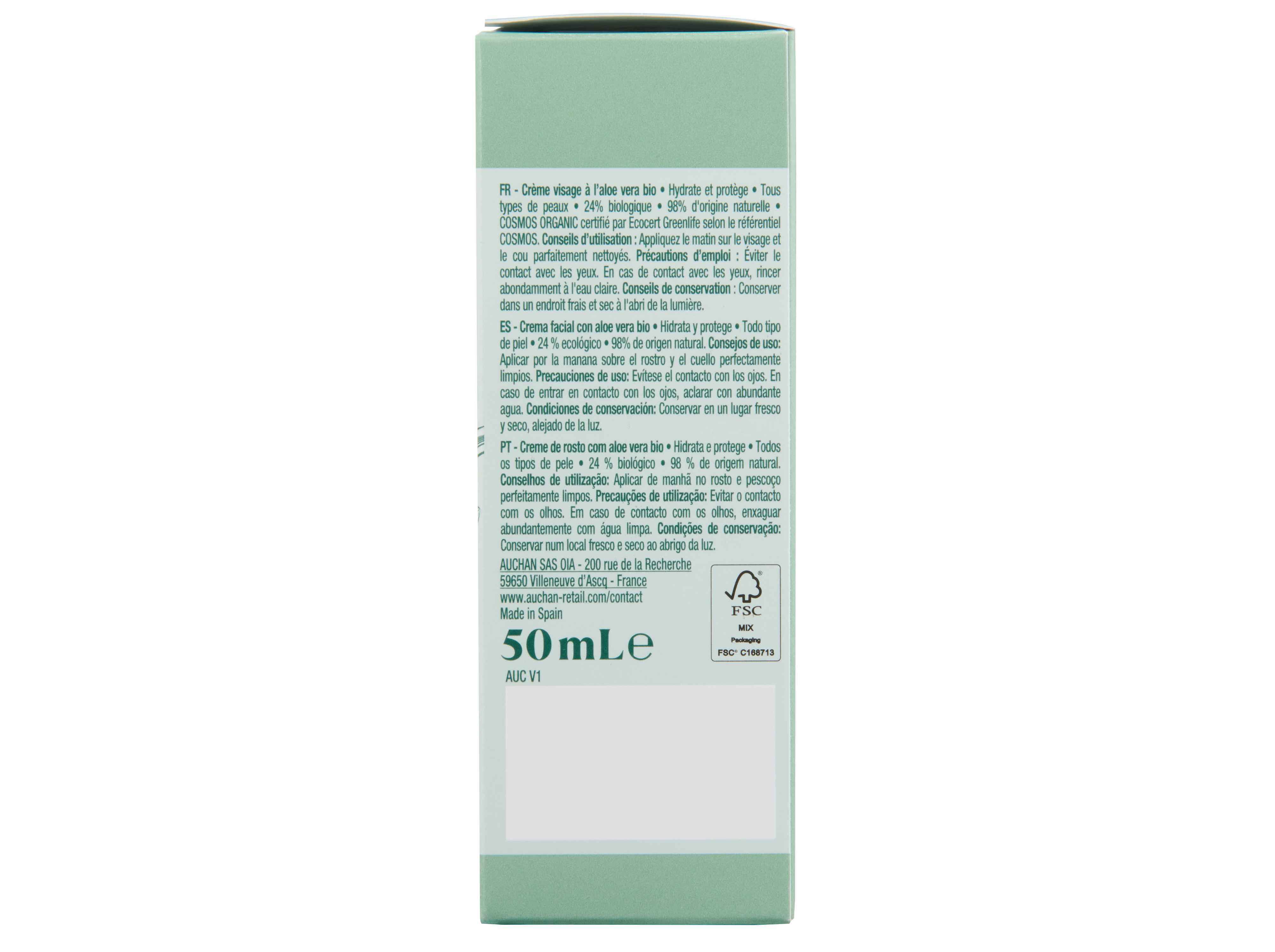 CREME ROSTO COSMIA BIO ALOE VERA HIDRATA E PROTEGE 50ML image number 3