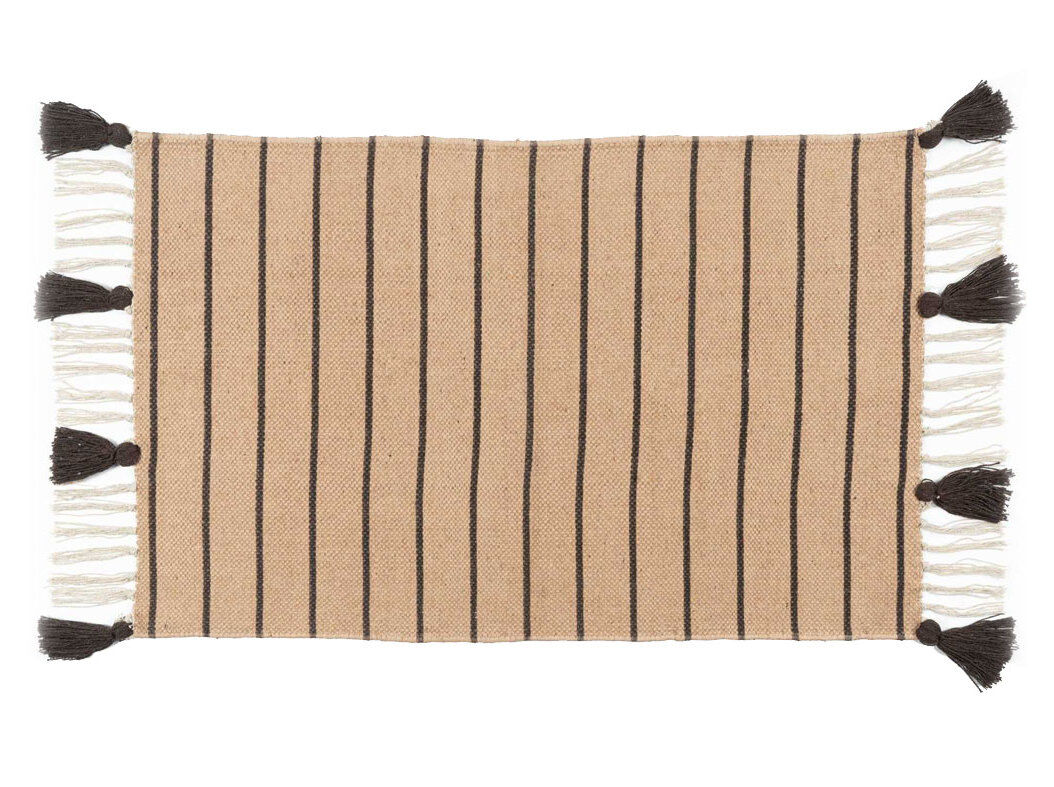 TAPETE C/ FRANJAS FACYLAR BEGE/CASTANHO 60X100CM