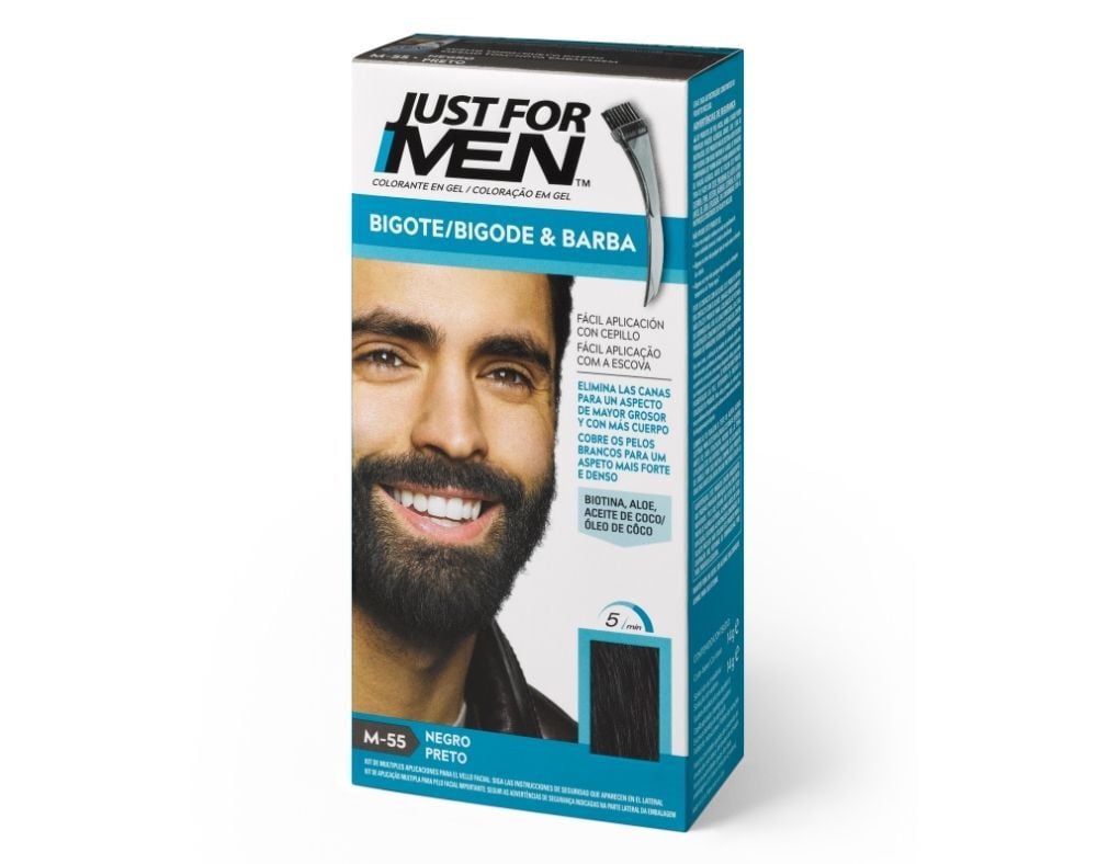 COLORA&Ccedil;&Atilde;O JUST FOR MEN BARBA E BIGODE PRETO image number 0