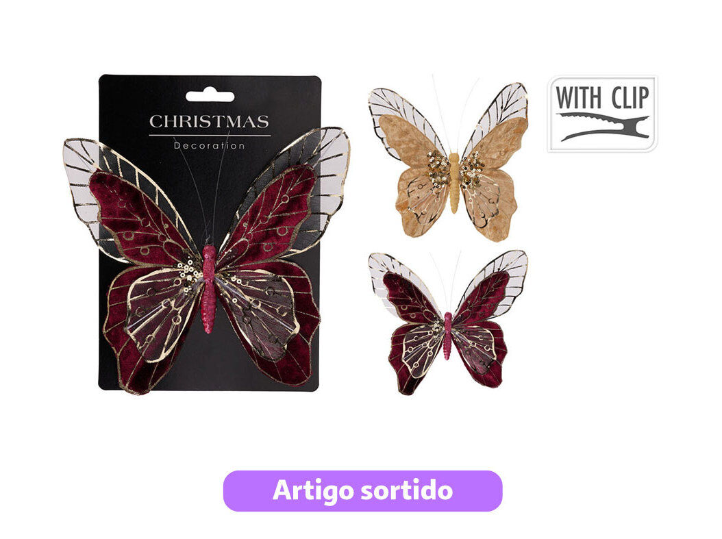 BORBOLETA COM CLIP 18CM CORES SORTIDAS image number 0
