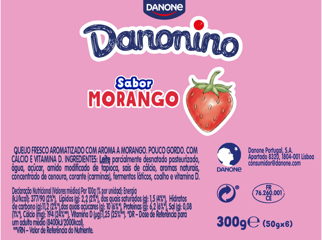 IOGURTE DANONINO PETIT MORANGO 6X50G image number 1