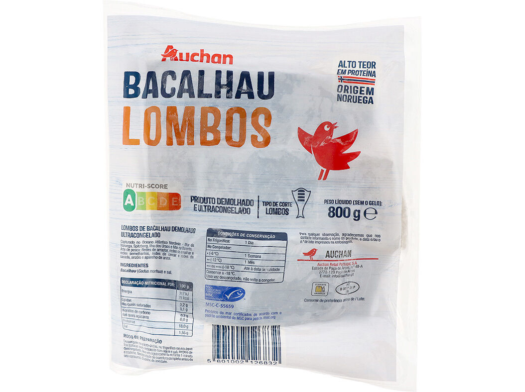 BACALHAU DEMOLHADO AUCHAN LOMBOS NORUEGA MSC 800G