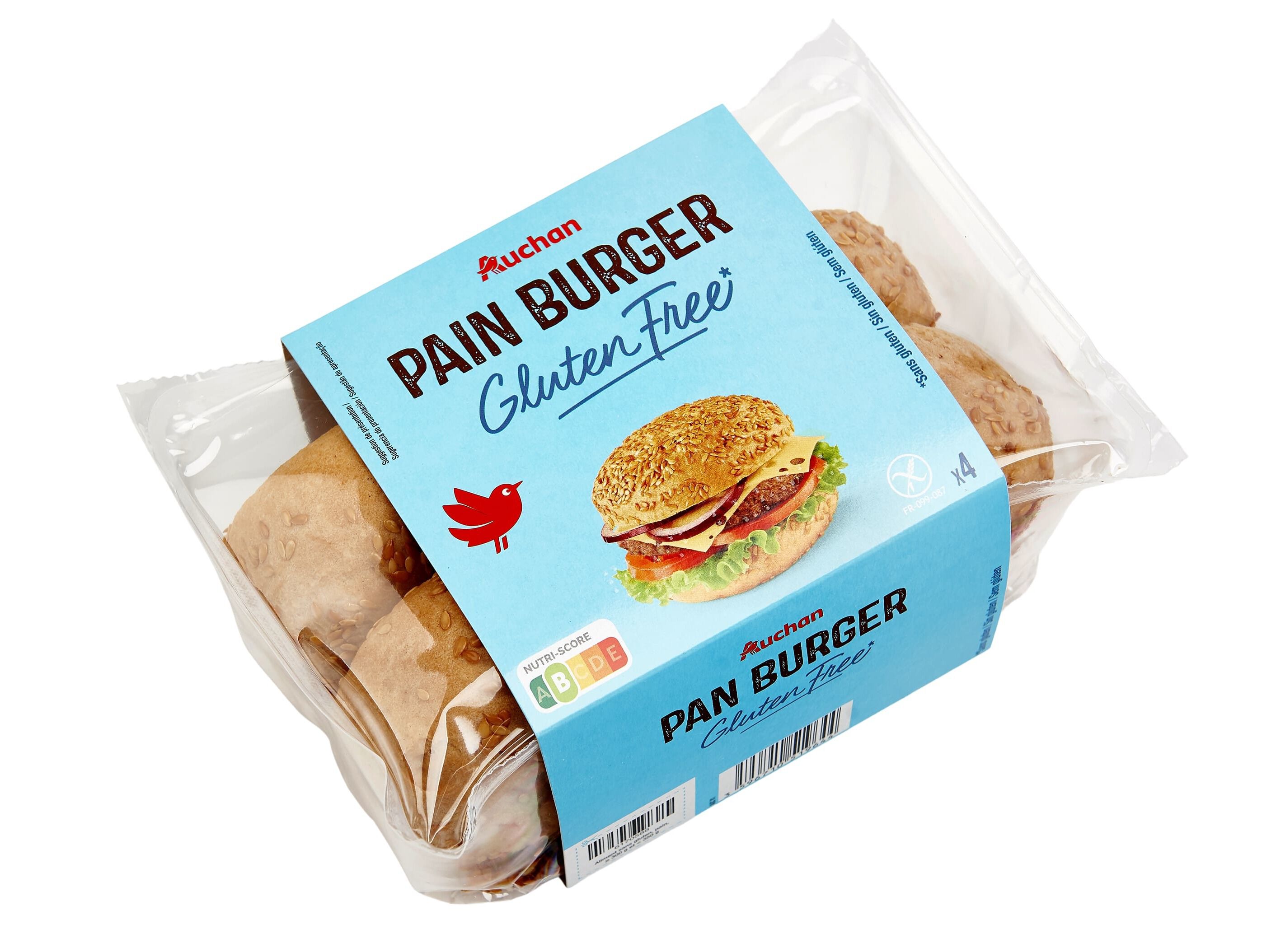 P&Atilde;O DE HAMBURGER AUCHAN SEM GL&Uacute;TEN 4UN 300G image number 0