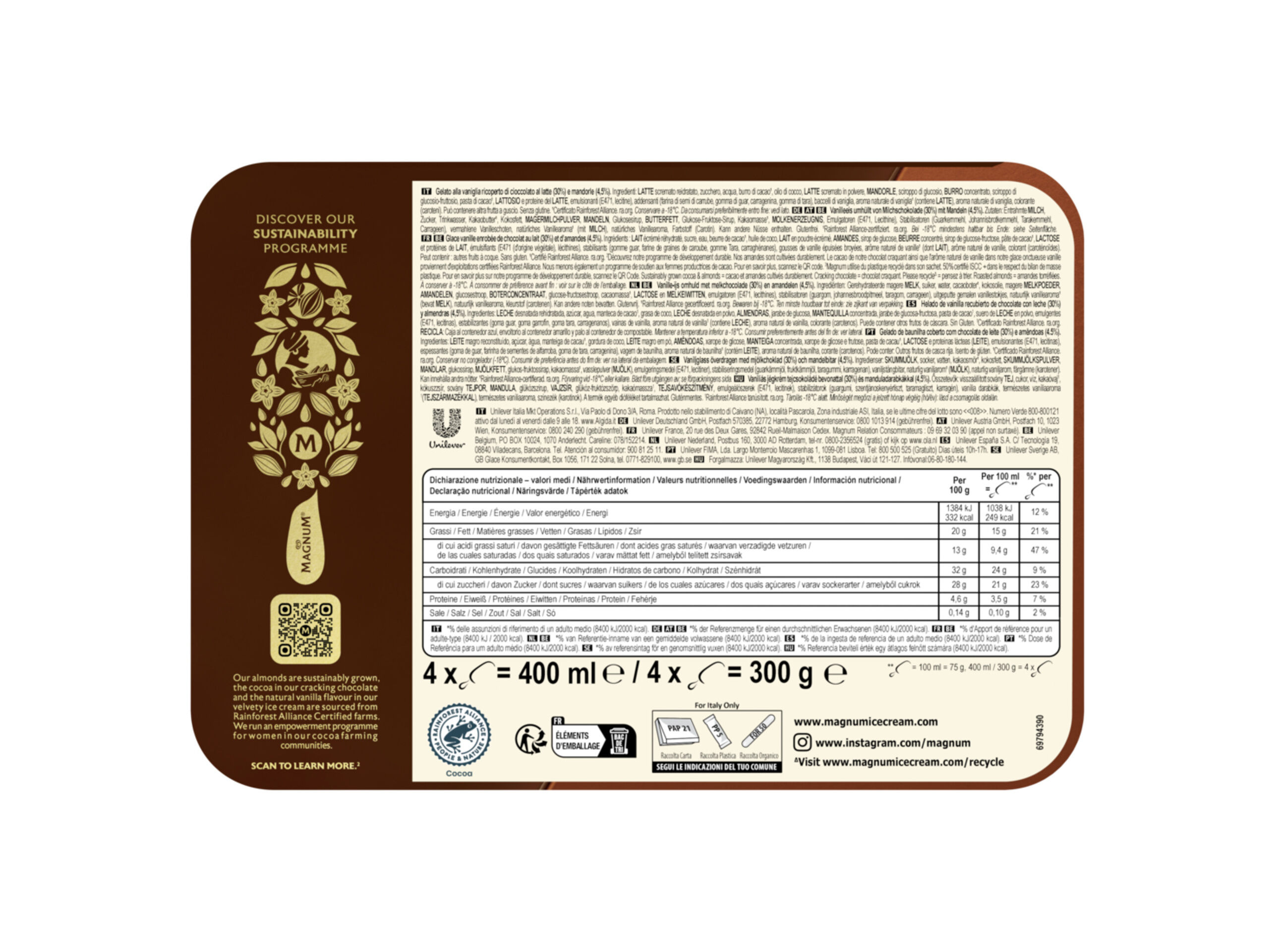 GELADO MAGNUM AM&Ecirc;NDOAS 4X100ML image number 2
