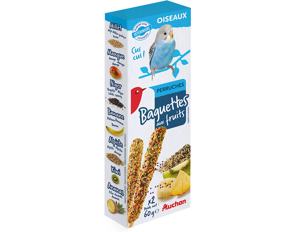 BARRITAS PARA PERIQUITO AUCHAN COM FRUTAS PACK 2 UNIDADES