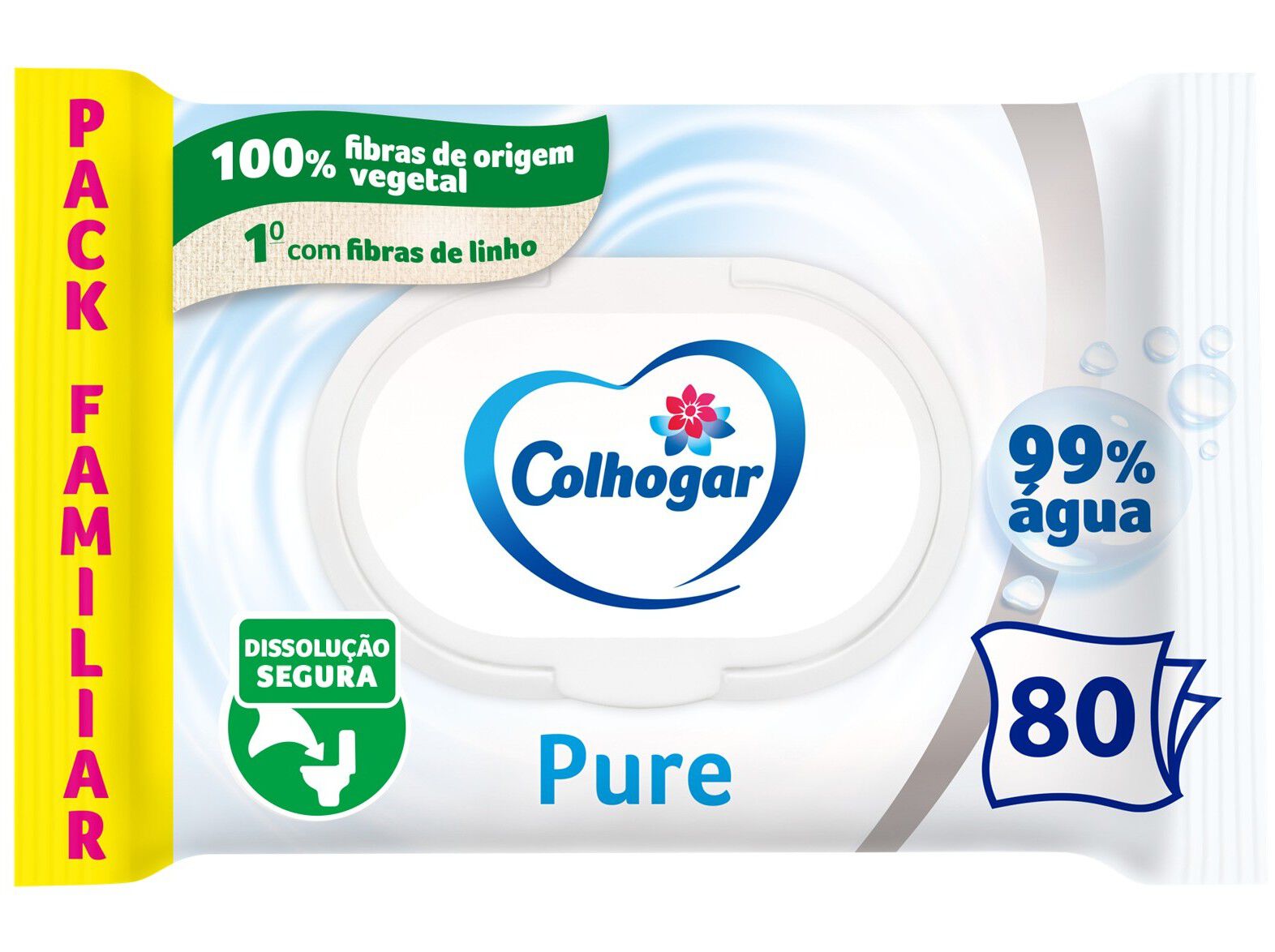 PAPEL HIGI&Eacute;NICO COLHOGAR H&Uacute;MIDO PURE 80UN