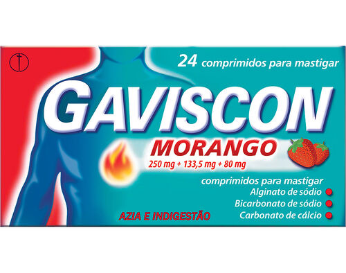 COMPRIMIDOS GAVISCON MASTIGAR 250+133.5+80MG MORANGO 24UN image number 0