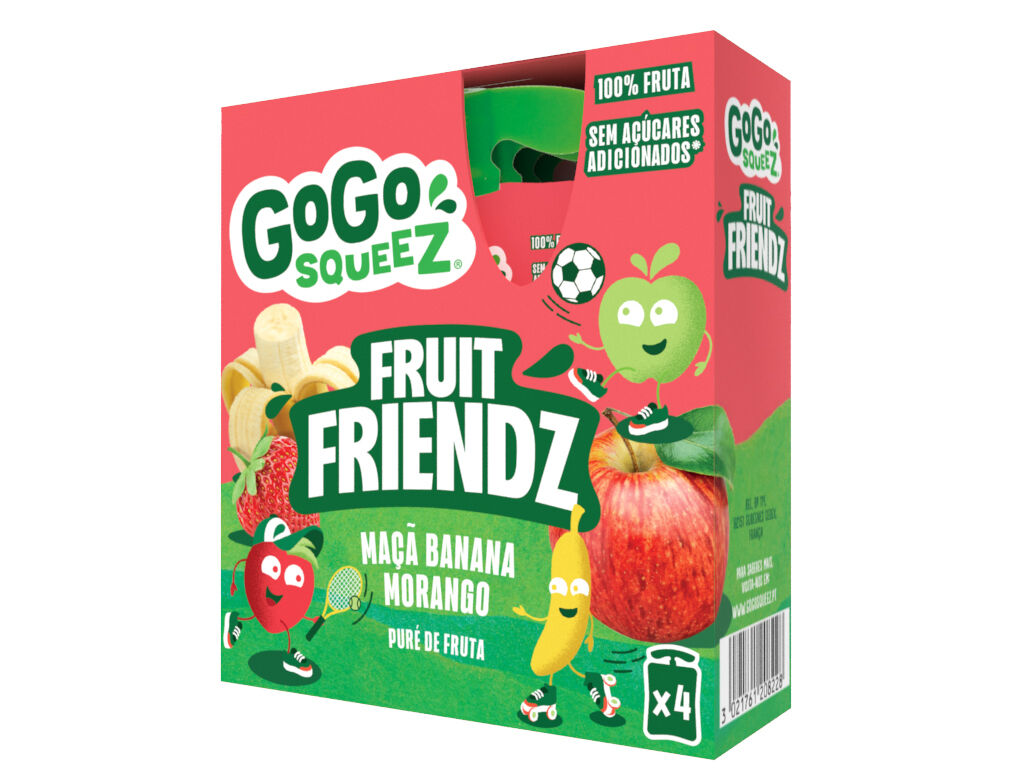 SAQUETAS FRUTA GO GO SQUEEZ MORANGO BANANA 4X90G