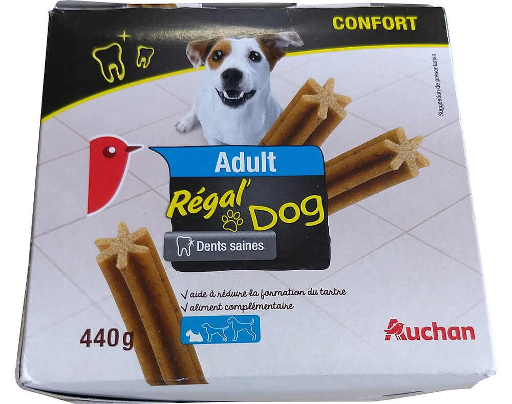 SNACKS PARA C&Atilde;O AUCHAN PORTE PEQUENO ADULTO R&Eacute;GAL' DOG DENTAL 440G image number 0