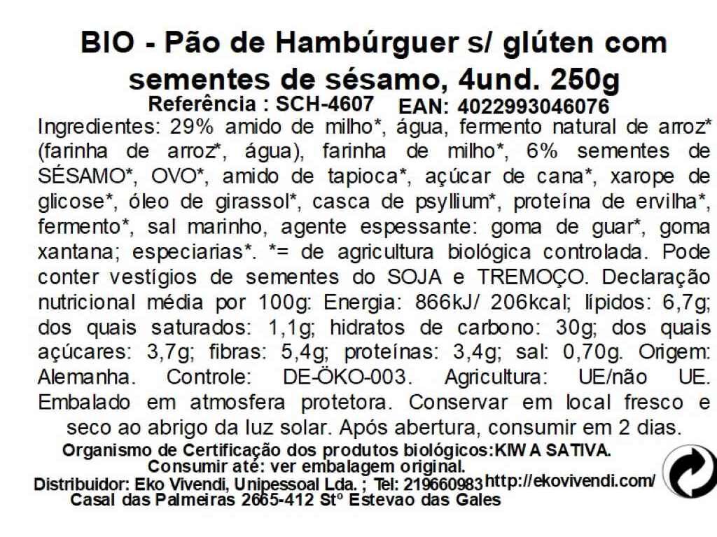 P&Atilde;O HAMBURGUER SCHNITZER SEM GL&Uacute;TEN BIO 250G image number 1