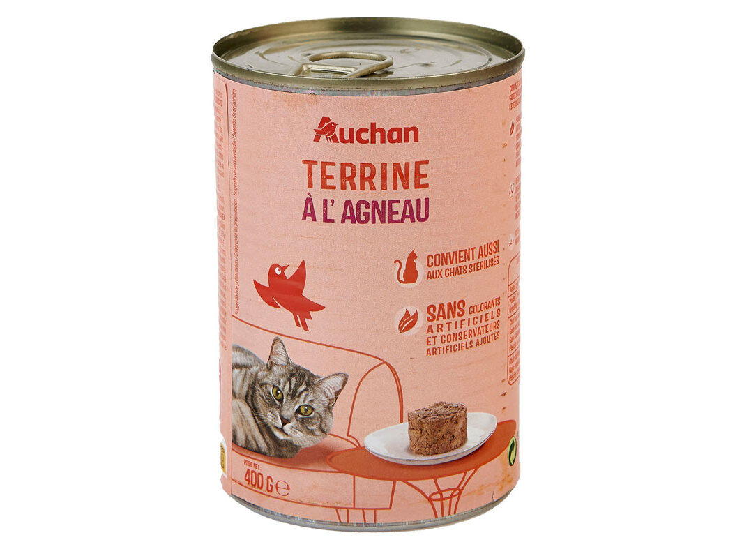 COMIDA H&Uacute;MIDA PARA GATO AUCHAN TERRINA BORREGO 400G image number 0