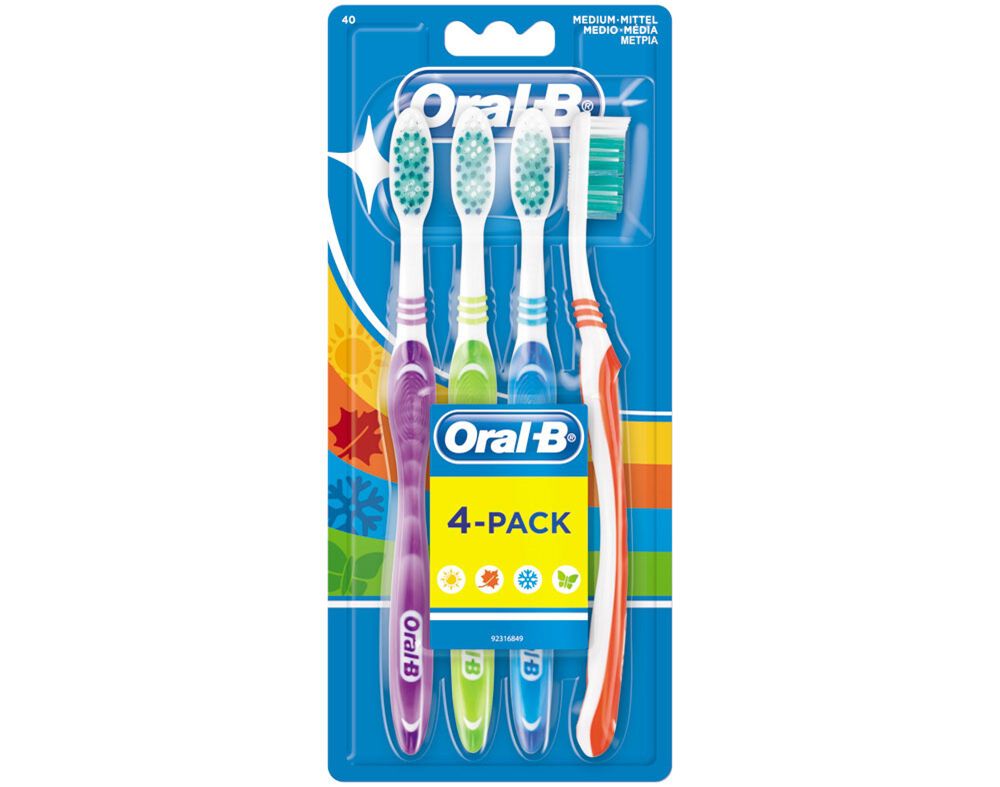 ESCOVA ORAL-B DE DENTES SHINY CLEAN M&Eacute;DIA PACK 4UN image number 0