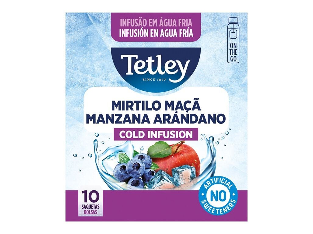 INFUS&Atilde;O TETLEY FRIO MIRTILO MA&Ccedil;&Atilde; 10 SAQUETAS image number 0