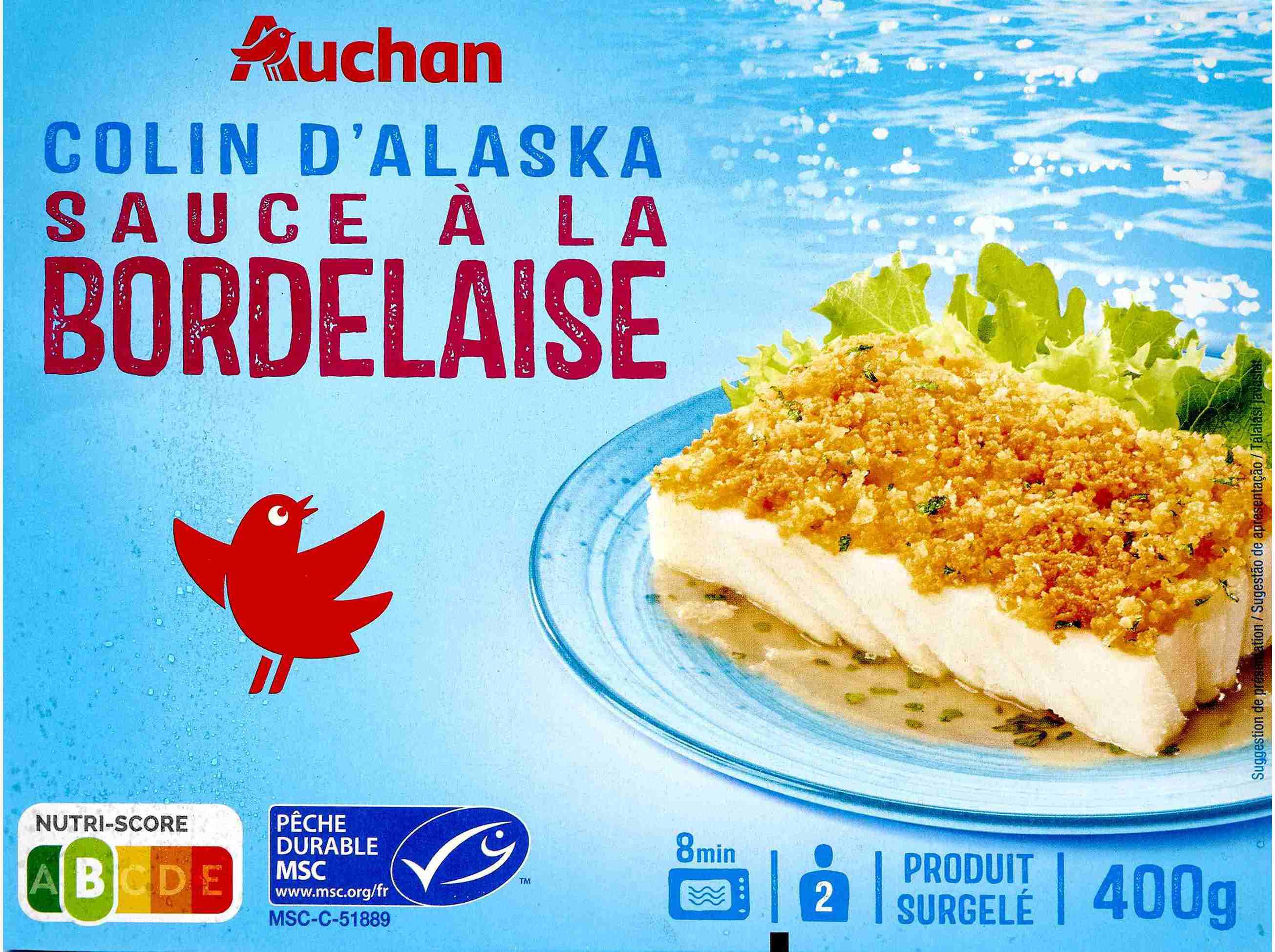 FILETES ESCAMUDO-DO-ALASCA AUCHAN MOLHO BORDELAISE 2UN 400G image number 0