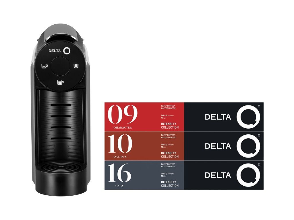 QIT M&Aacute;QUINA DE CAF&Eacute; DE C&Aacute;PSULAS DELTA Q MINIQOOL CINZENTO + 3 TUBOS