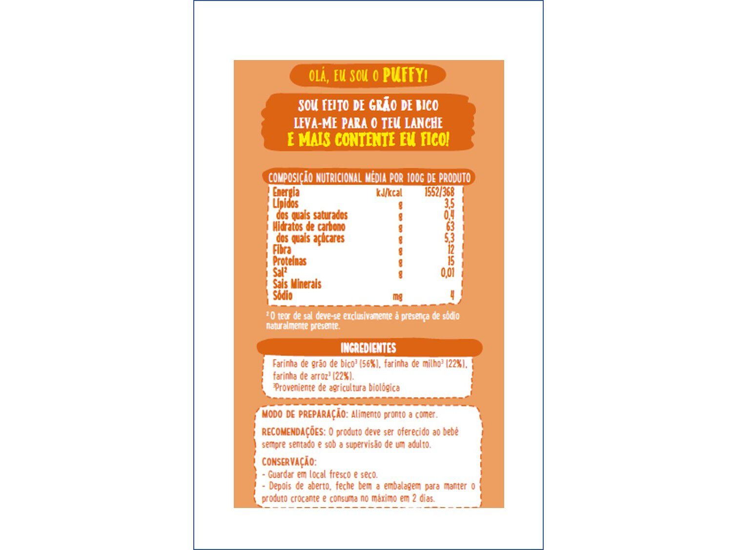 SNACK BLEDINA BIO TUBINHOS DE GR&Atilde;O DE BICO 20G image number 1