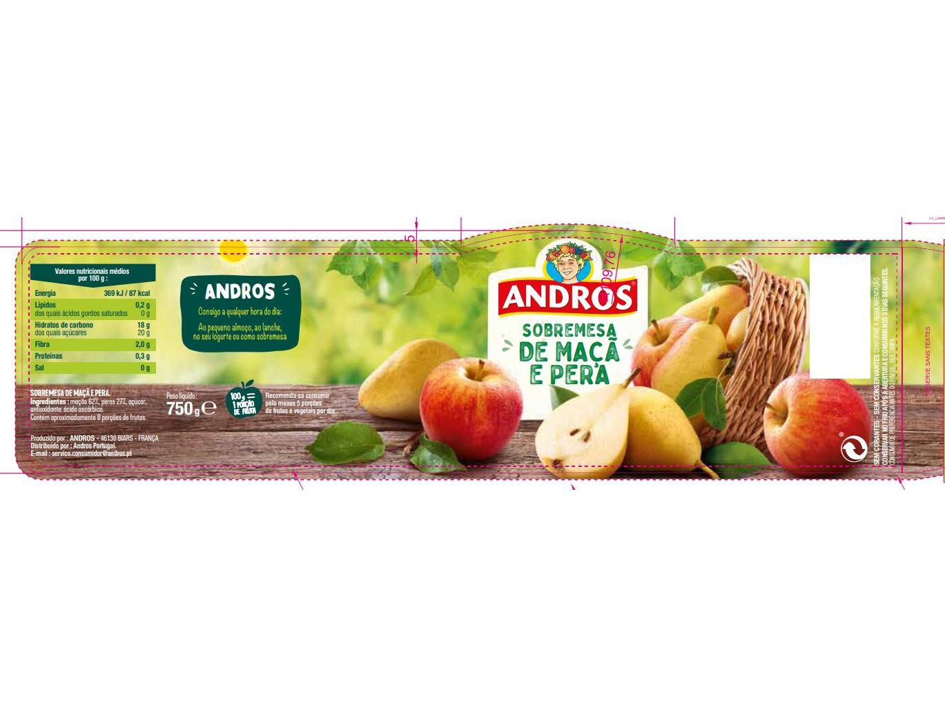 SOBREMESA MA&Ccedil;&Atilde; ANDROS MA&Ccedil;&Atilde;-PERA 750G image number 1