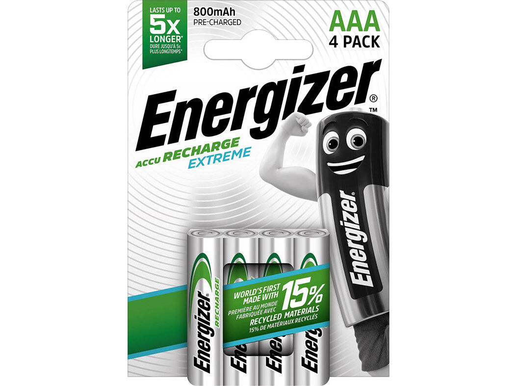 PILHAS RECARREG&Aacute;VEIS ENERGIZER EXTREME AAA 800MAH PACK 4 UNIDADES image number 0