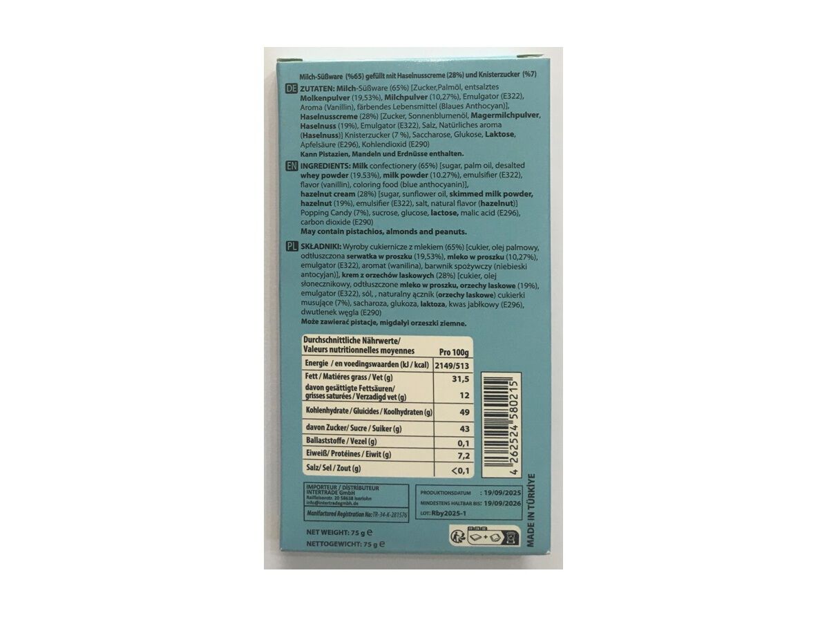 TABLETE CHOCOLATE LABUCHOC CREME DE AVEL&Atilde; 75G image number 1