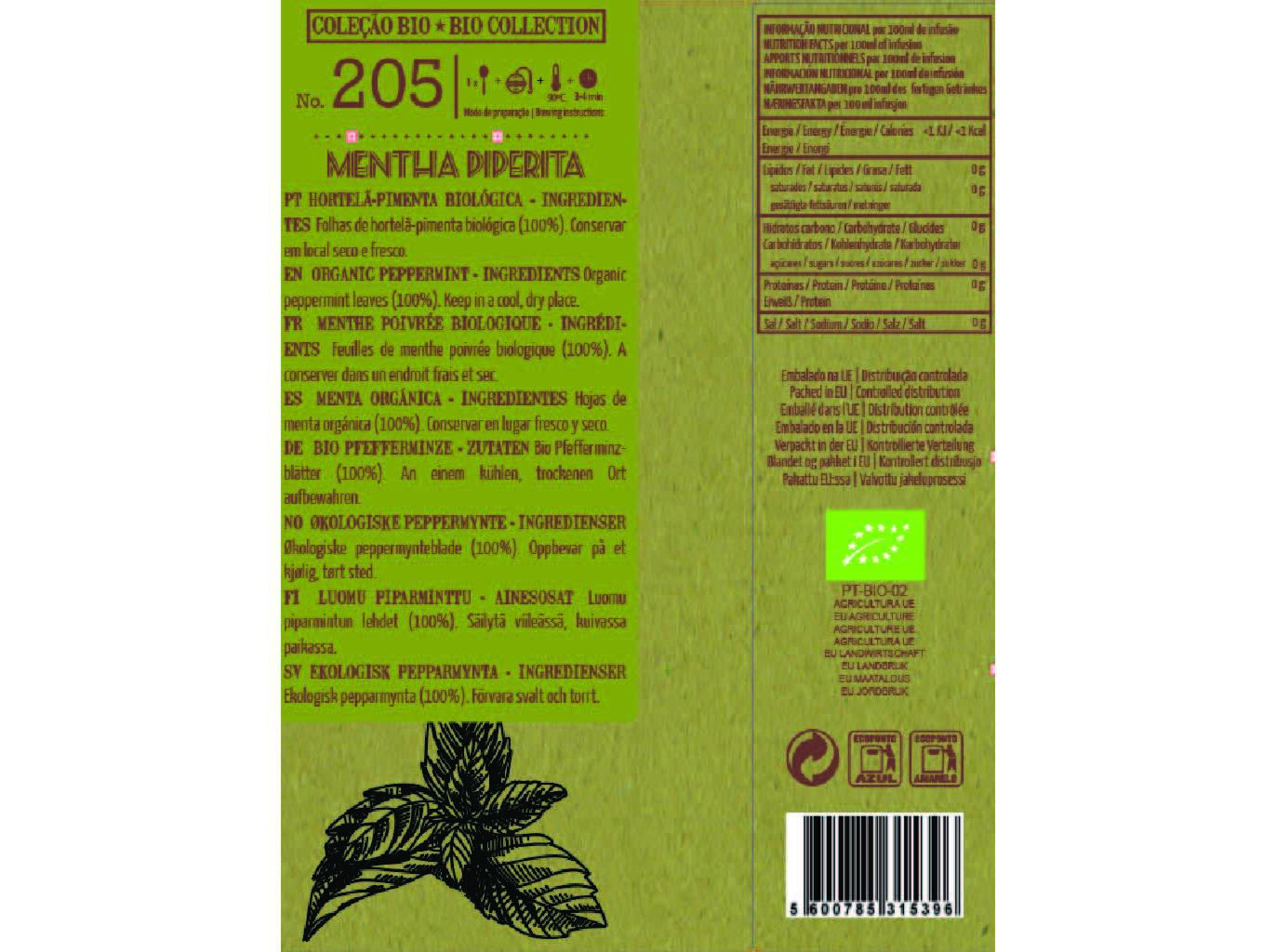 INFUS&Atilde;O BIO LISBON TEA CO. BIO HORTEL&Atilde;-PIMENTA 30G image number 1