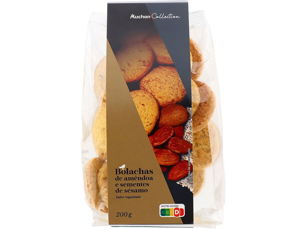 BOLACHA AUCHAN COLLECTION AM&Ecirc;NDOA E SEMENTES S&Eacute;SAMO 200G