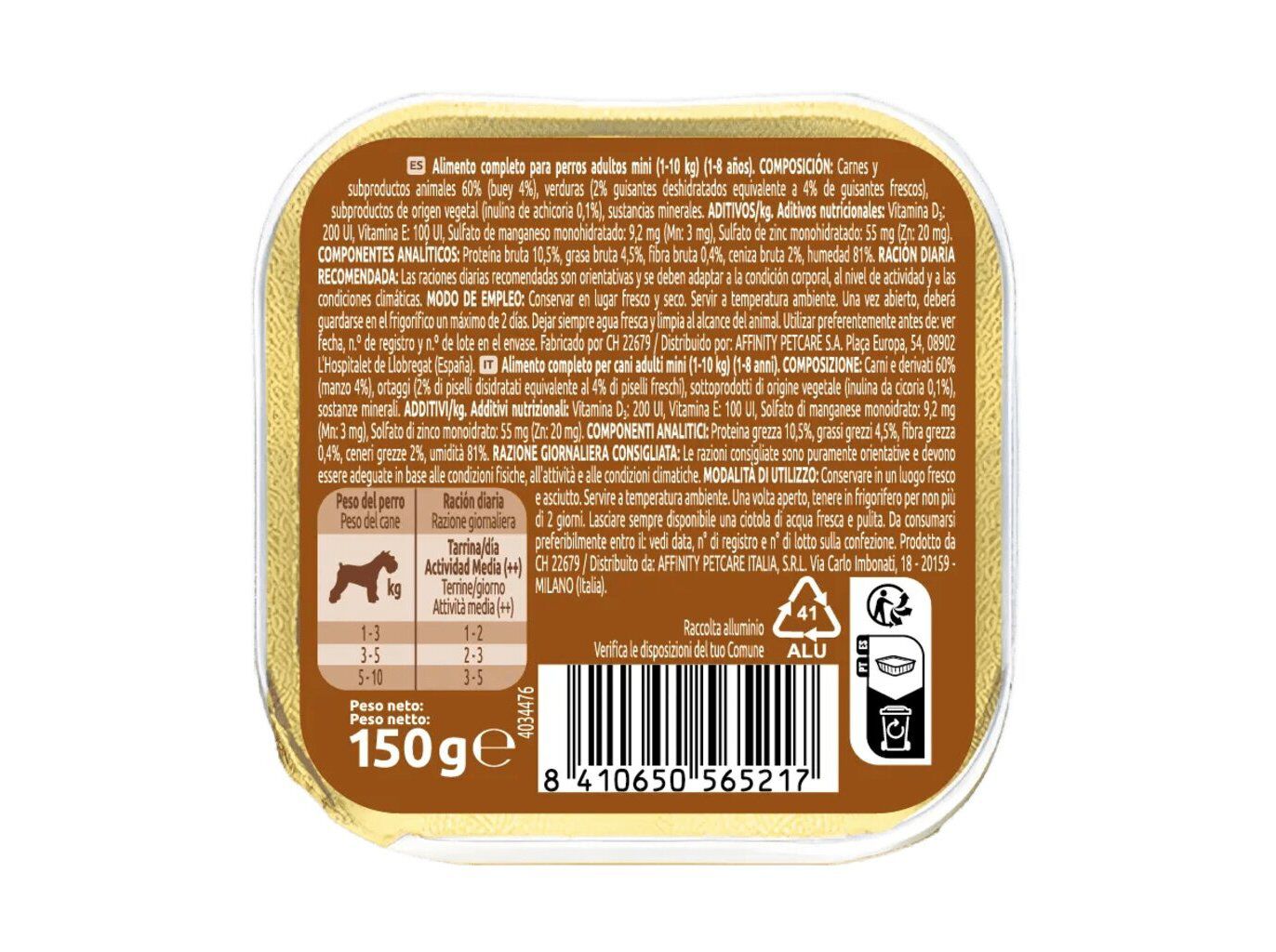 COMIDA H&Uacute;MIDA PARA C&Atilde;O ULTIMA MINI FIT & DELICIOUS VACA 150G image number 1