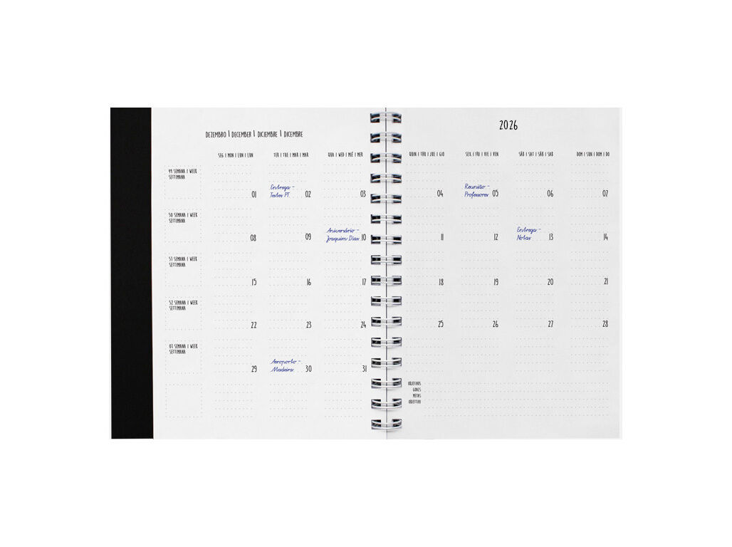 AGENDA SEMANAL 2026 A5 MAKENOTES ESPIRAL BORDEAUX image number 4