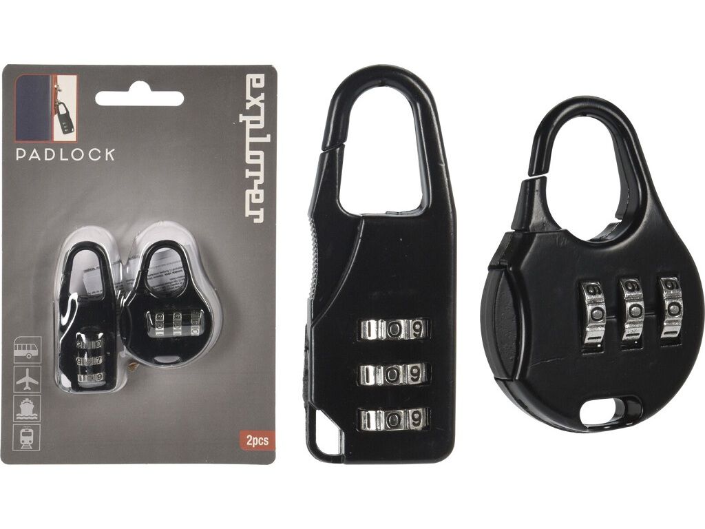 CONJUNTO 2 CADEADOS PRETOS 43X35MM / 55X20MM image number 0